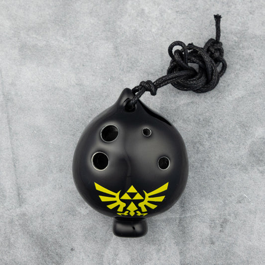 Songbird Black Spade 4-Hole Ocarina in G, Hylian Crest