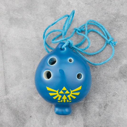 Songbird Blue Spade 4-Hole Ocarina in G, Hylian Crest