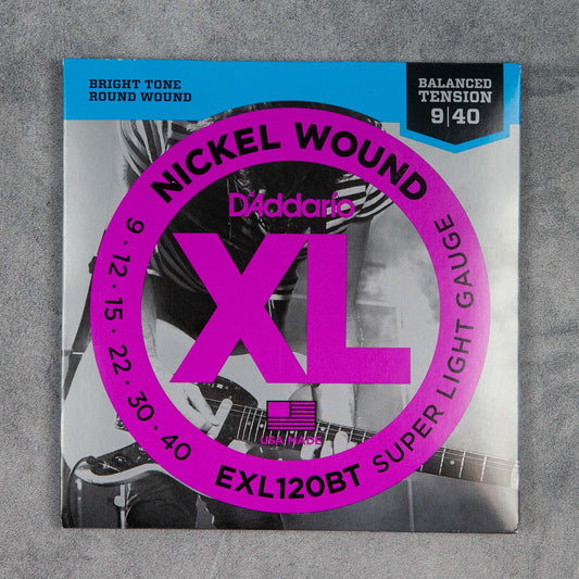 D'Addario EXL120BT Nickel Wound Electric Guitar Strings, 09-40, Balanced Tension Super Light Set