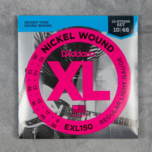 D'Addario EXL150 Nickel Wound Electric Guitar 12-String Set, 10-46, Regular Light