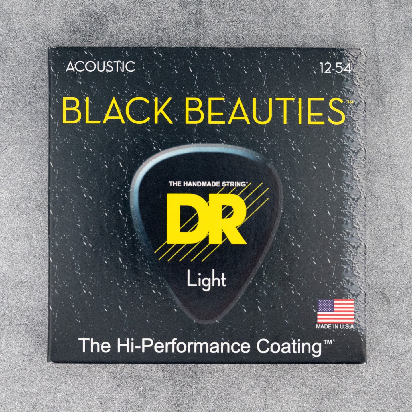 DR BKA-12 Black Beauties Color Coated Acoustic Guitar Strings, Light, 12-54