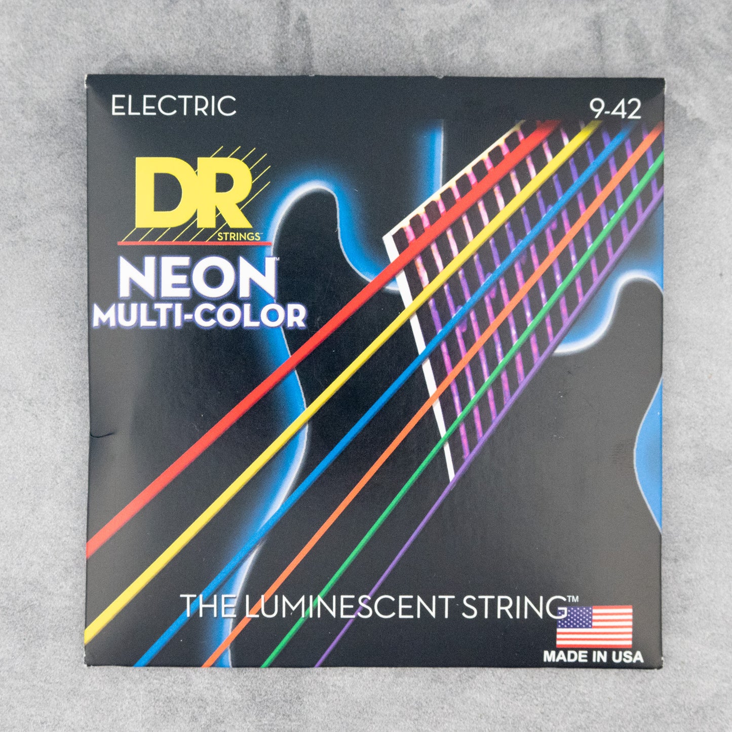 DR NMCE-9 Hi-Def Neon Multi-Color Coated Electric Guitar Strings, Light, 9-42