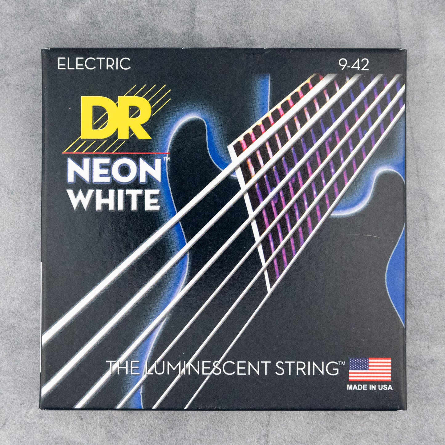 DR NWE- 9 Neon White Color Coated Electric Guitar Strings, 9-42