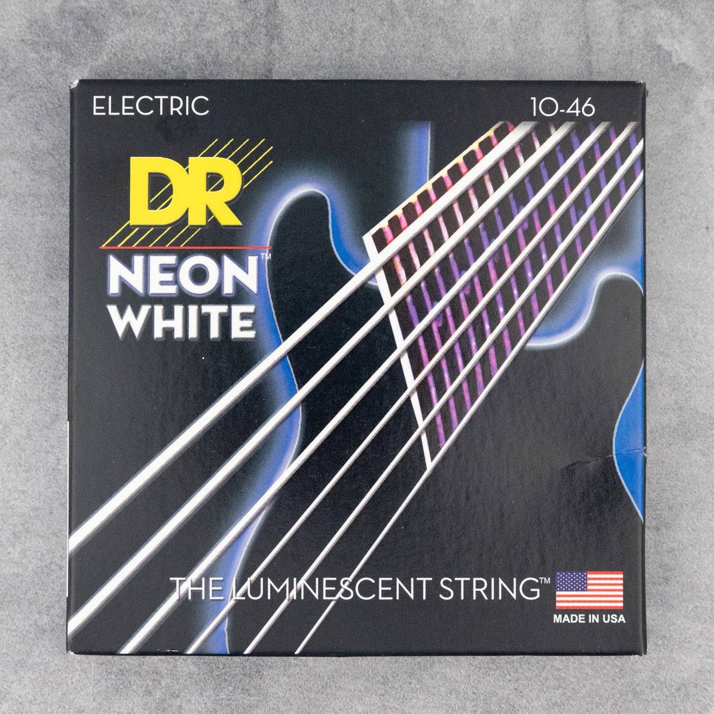 DR NWE-10 Neon White Color Coated Electric Guitar Strings, 10-46