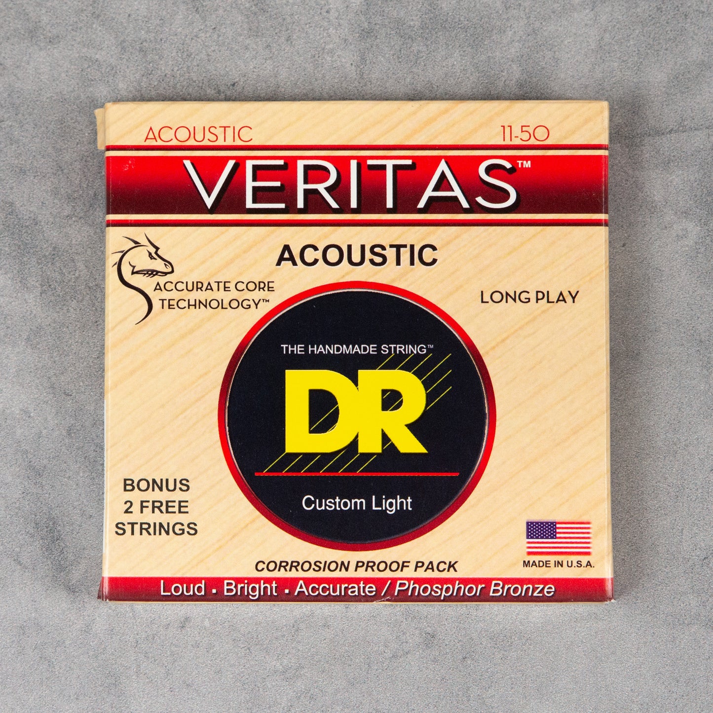 DR VTA-11 Veritas Phosphor Bronze Acoustic Guitar Strings, Custom Light, 11-50