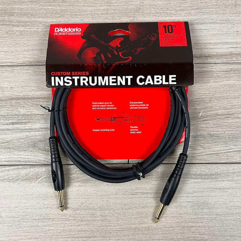 D'Addario Custom Series Instrument Cable, 1/4" Straight to Straight, 10ft