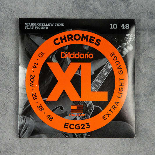 D'Addario ECG23 Chromes Flat Wound Electric Guitar Strings, 10-48, Extra Light Set