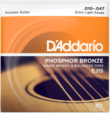 D'Addario EJ15 Phosphor Bronze Acoustic Guitar Strings, Extra Light, 10-47