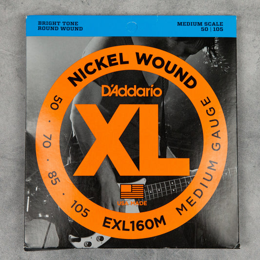 D’Addario EXL160M Nickel Medium-Scale Bass Strings, Medium, 50-105
