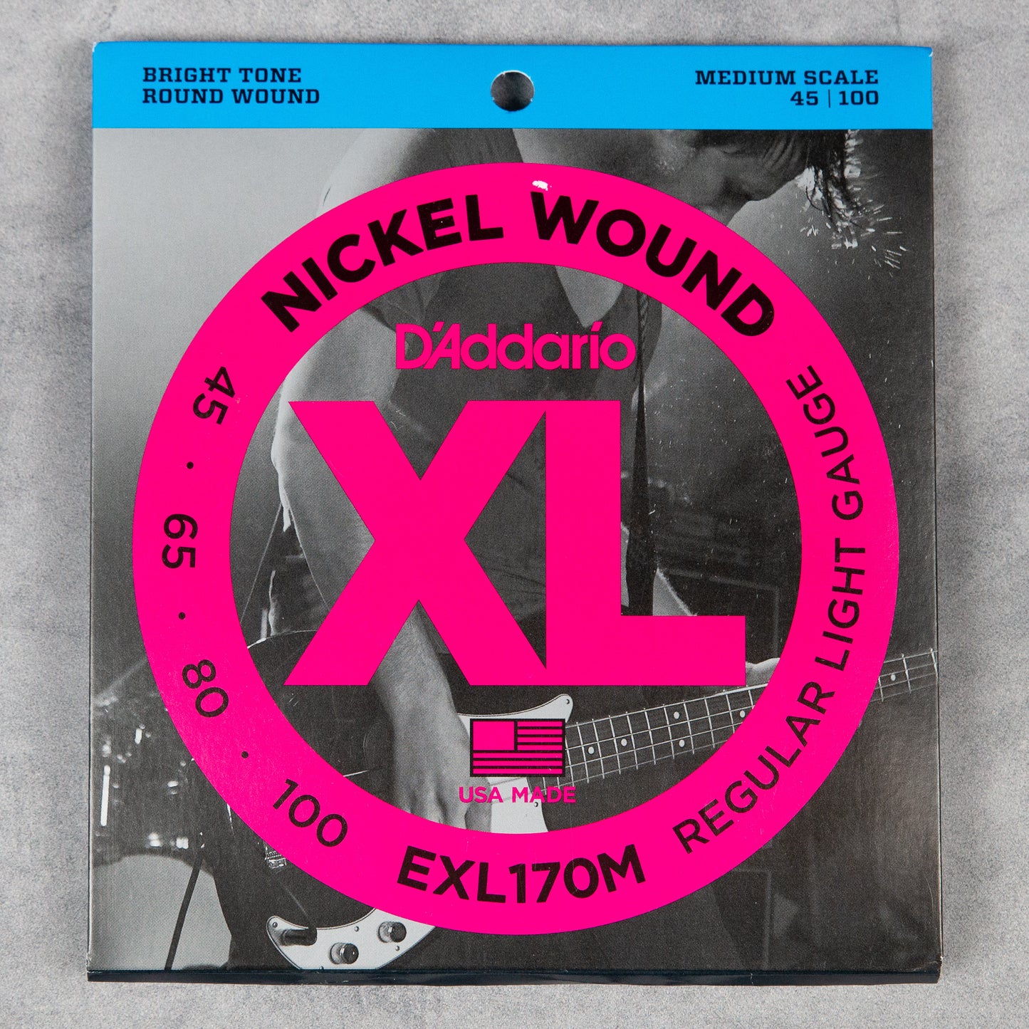 D'Addario EXL170M Nickel Wound Bass Strings, Medium Scale, 45-100