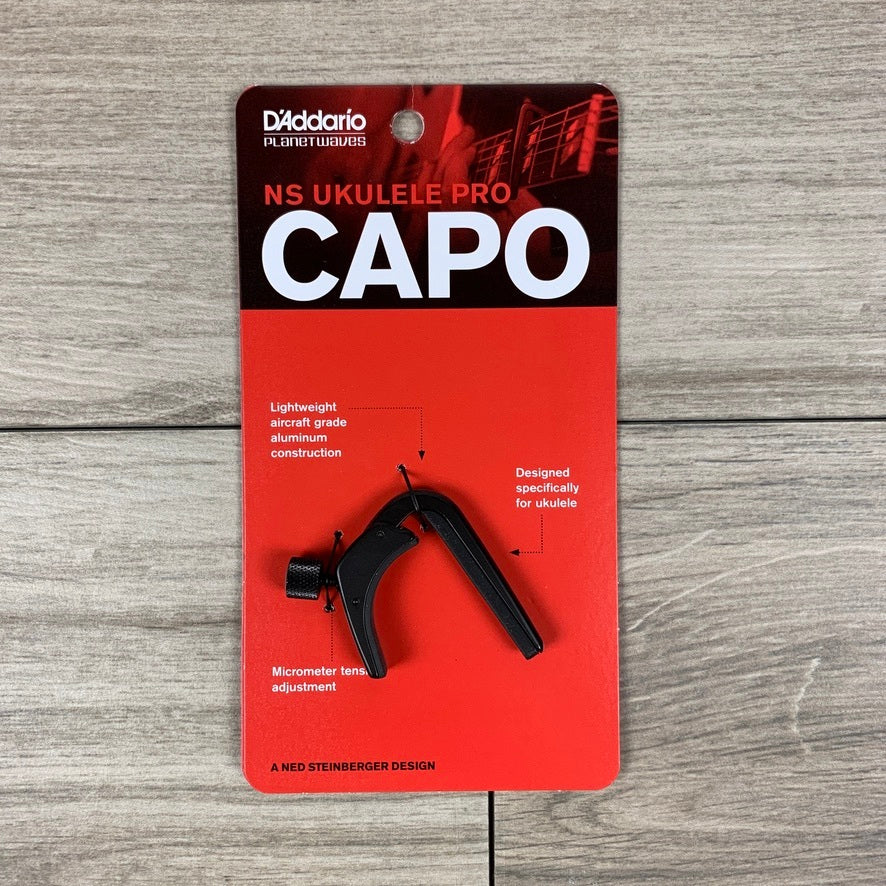 D'Addario PW-CP-12 NS Pro Ukulele Capo, Black