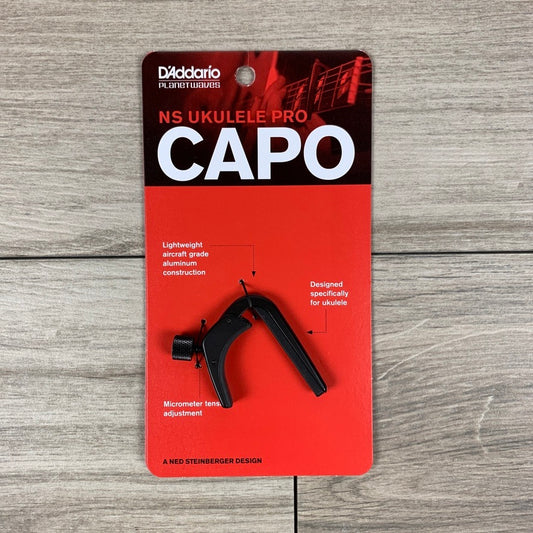 D'Addario PW-CP-12 NS Pro Ukulele Capo, Black