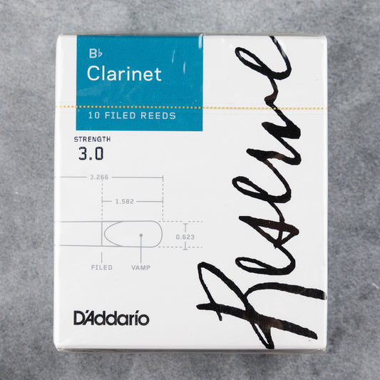 D'Addario Reserve Bb Clarinet Reeds, Strength 3.0 (Box of 10)