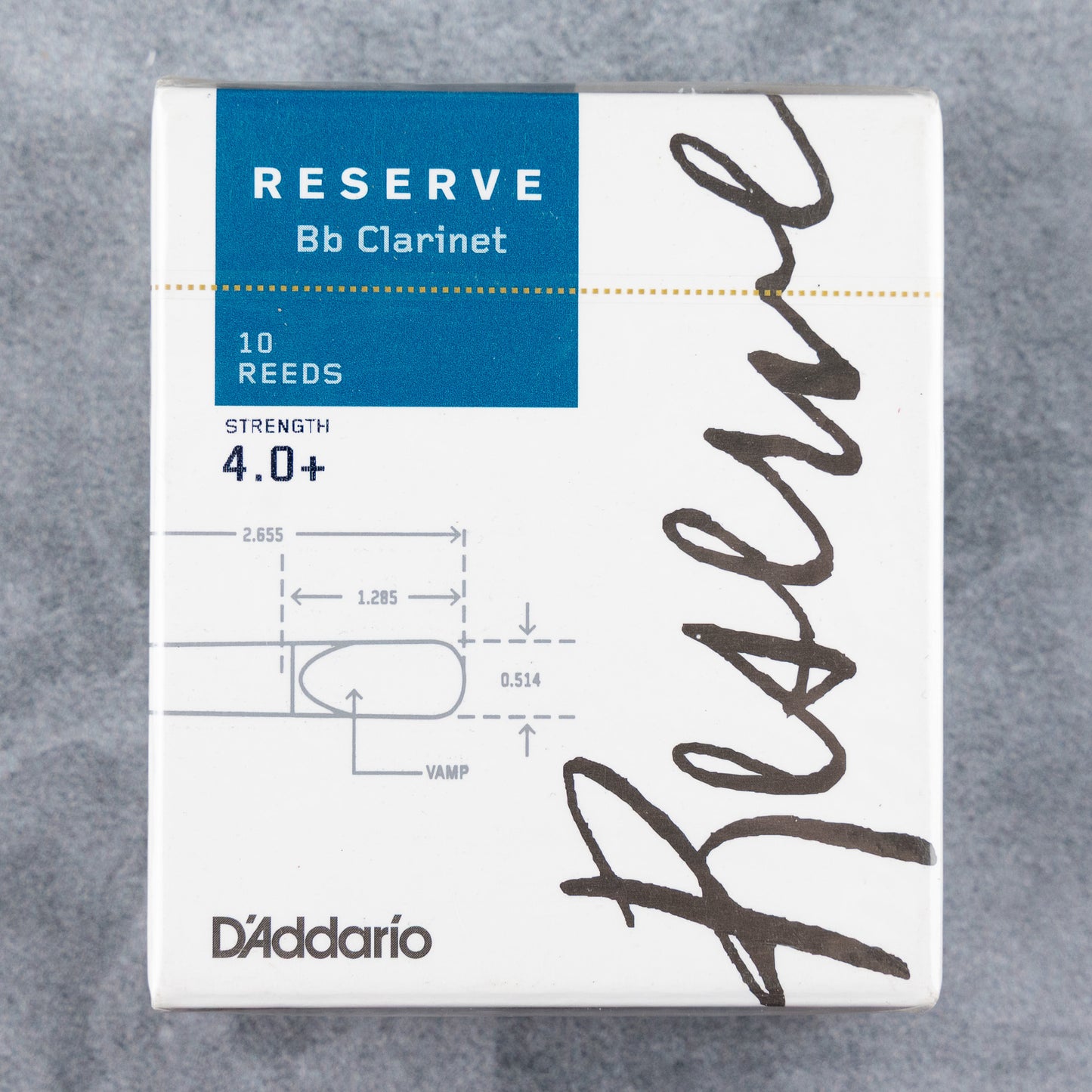 D'Addario Reserve Bb Clarinet Reeds, Strength 4.0+ (Box of 10)