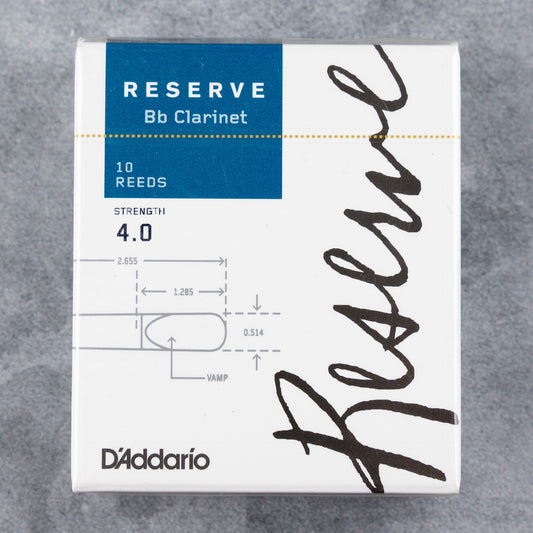 D'Addario Reserve Bb Clarinet Reeds, Strength 4.0 (Box of 10)