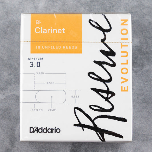 D'Addario Reserve Evolution Bb Clarinet Reeds, Strength 3.0, 10-pack
