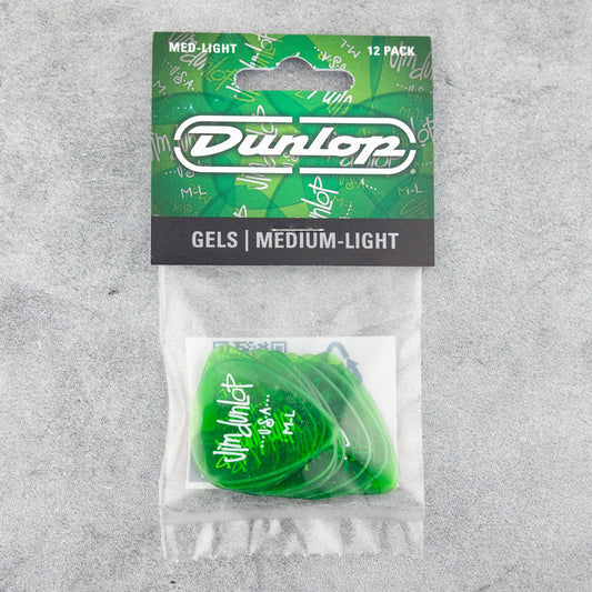 Dunlop 486PML Gels Green Medium Light Picks, 12-Pack
