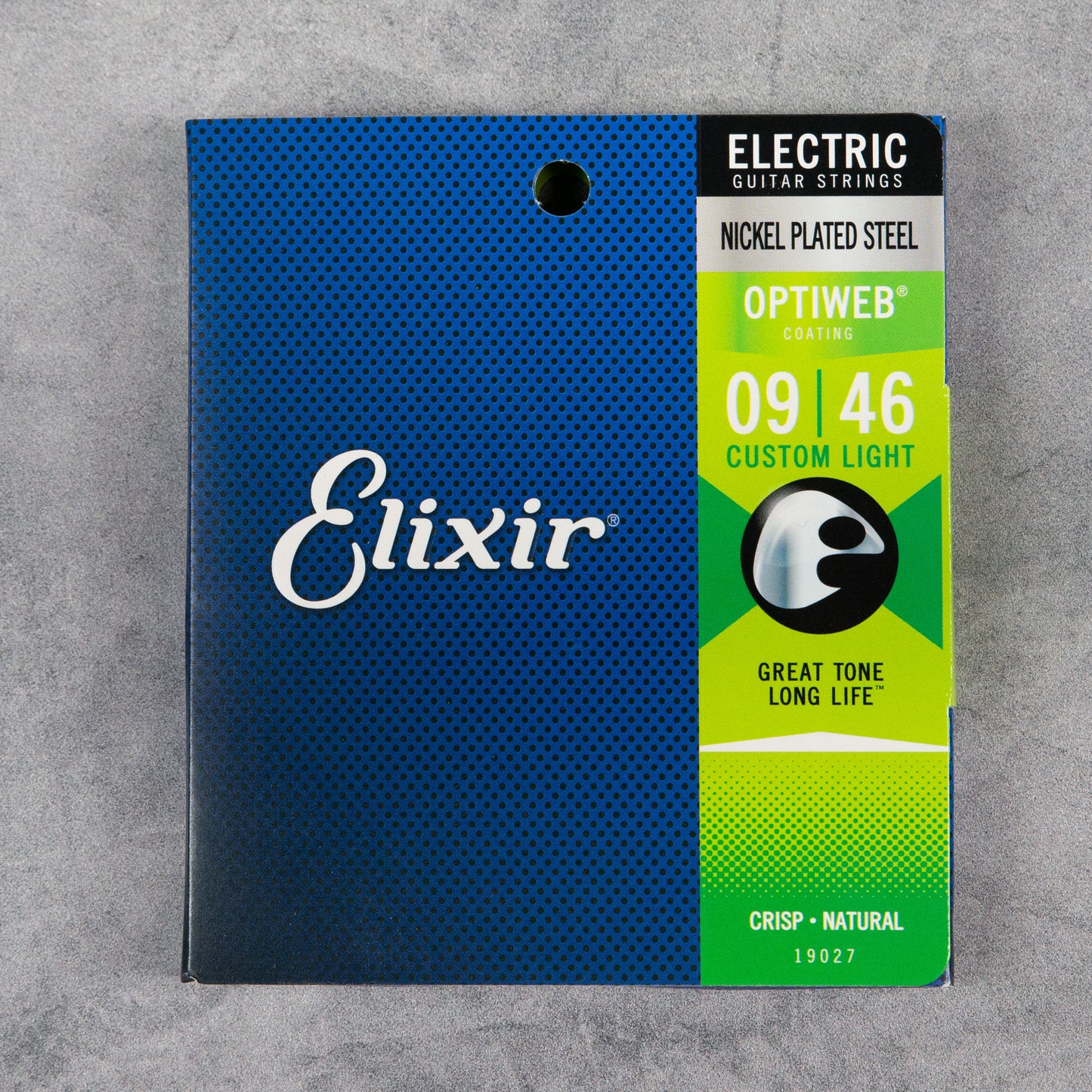 Elixir 19027 Optiweb Coated Nickel Plated Electric Guitar Strings, Custom Light, 9-46