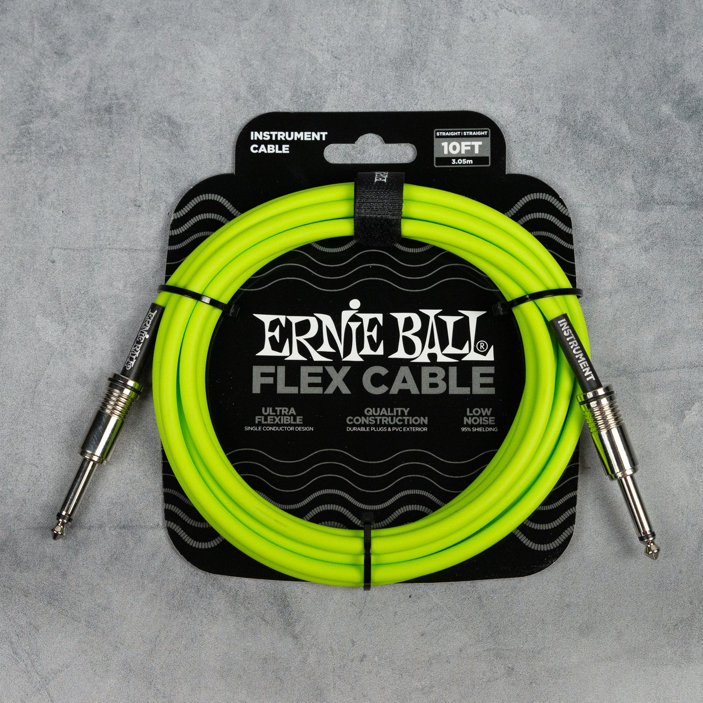 Ernie Ball 10' Flex Instrument Cable Straight/Straight, Green
