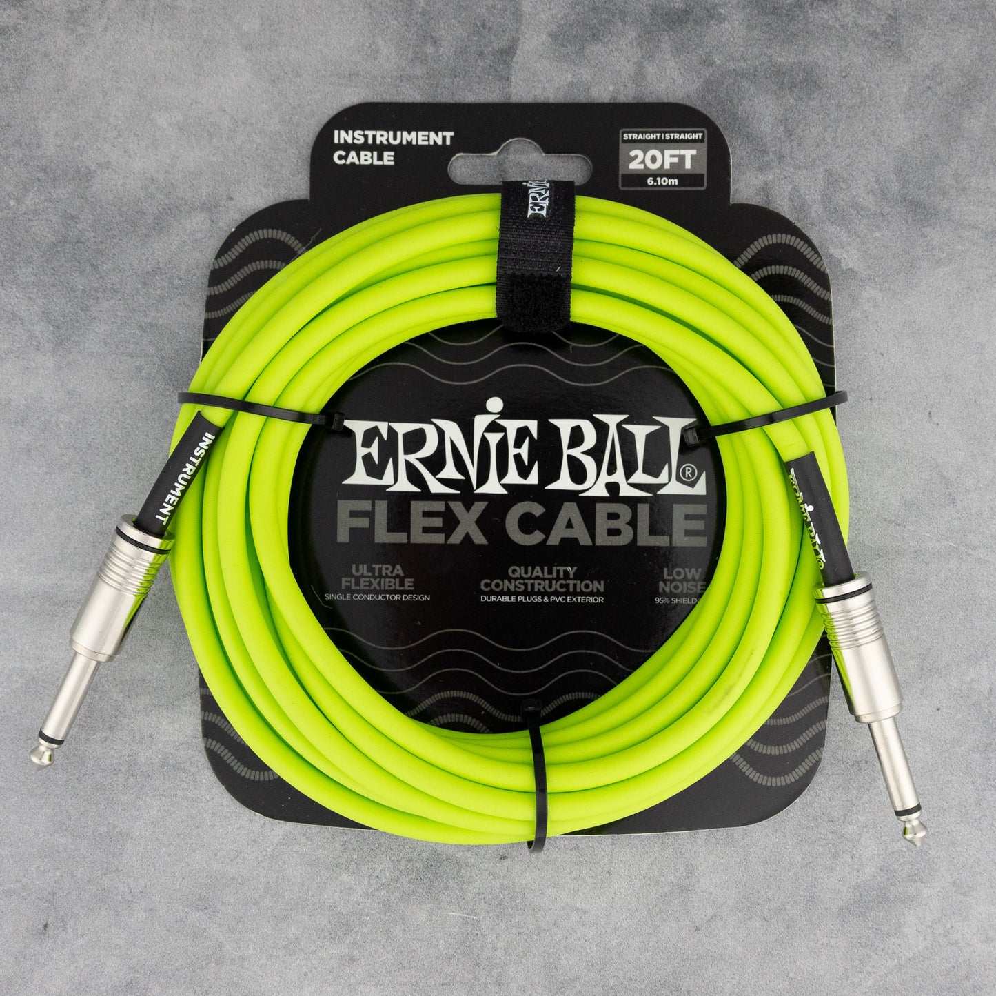 Ernie Ball 20' Flex Instrument Cable Straight/Straight, Green