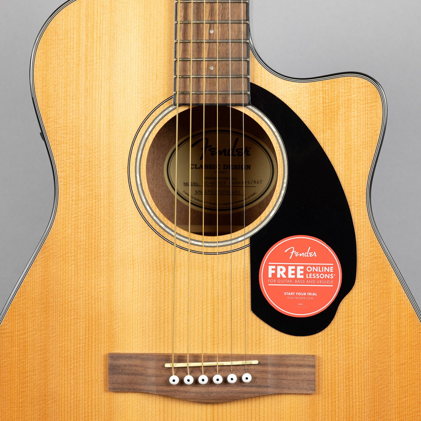 Fender CC-60SCE Concert Acoustic Guitar, Natural