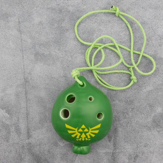 Songbird Green Spade 4-Hole Ocarina in G, Hylian Crest
