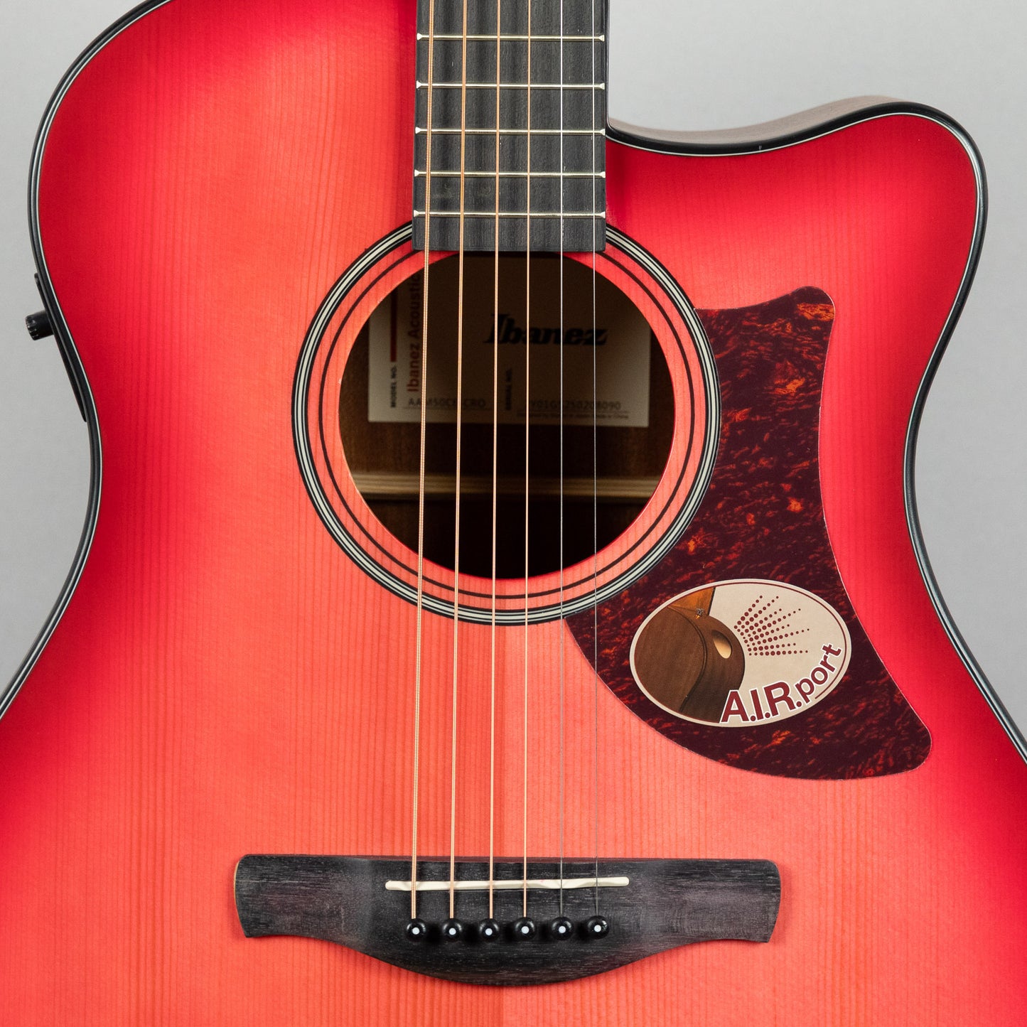 Ibanez AAM50CE-CRO Acoustic Guitar, Coral Red Burst Top