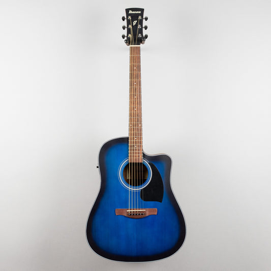 Ibanez PF50CE Dreadnought Acoustic, Transparent Blue Sunburst Top