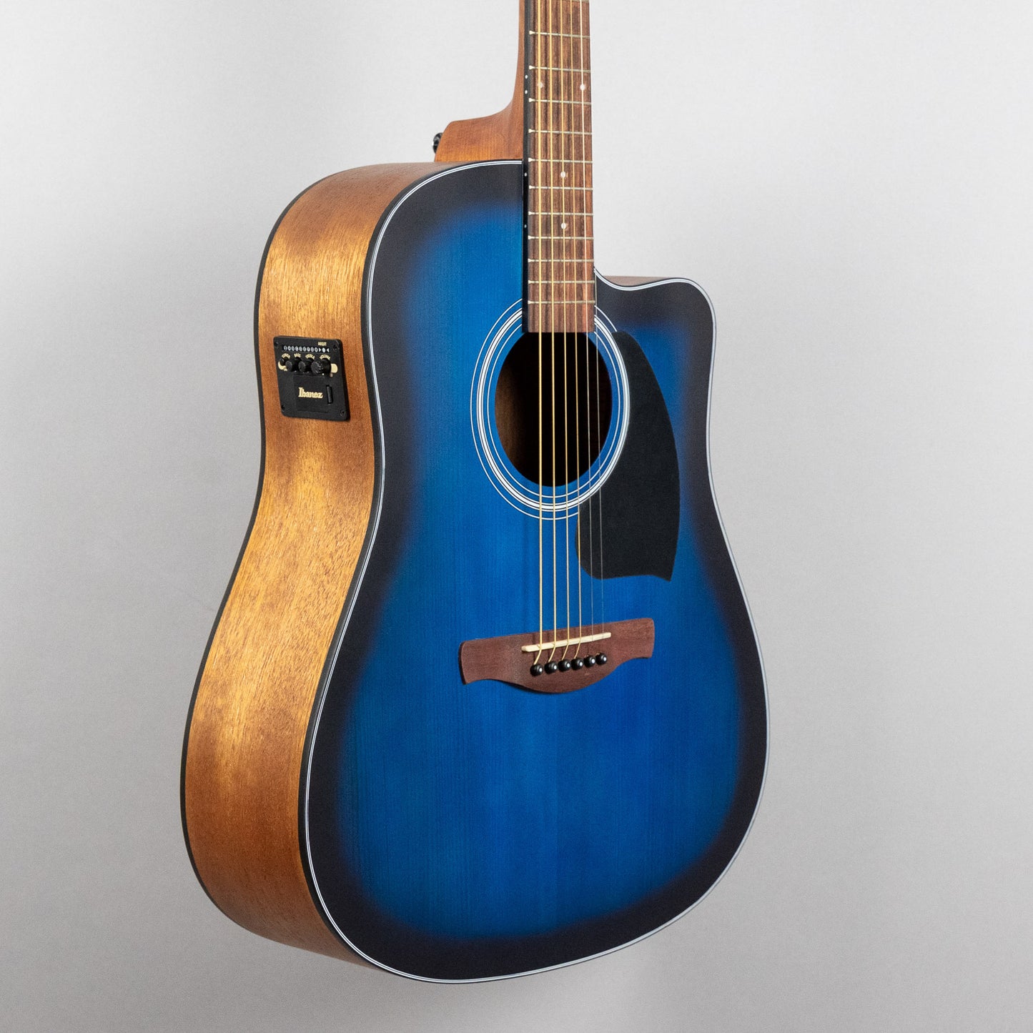 Ibanez PF50CE Dreadnought Acoustic, Transparent Blue Sunburst Top