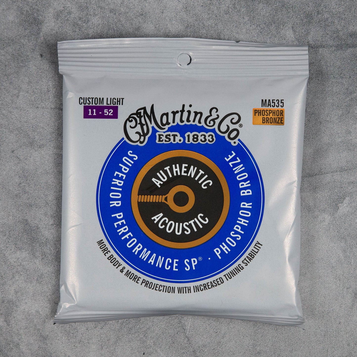 Martin MA535 Authentic Acoustic SP Phosphor Bronze Acoustic Guitar Strings, Custom Light .011-.052