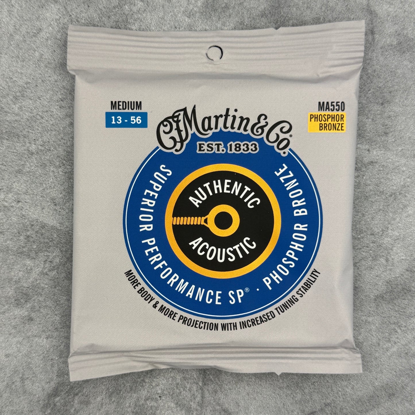 Martin MA550 Authentic Acoustic SP Phosphor Bronze Guitar Strings, Medium Gauge .013-.056