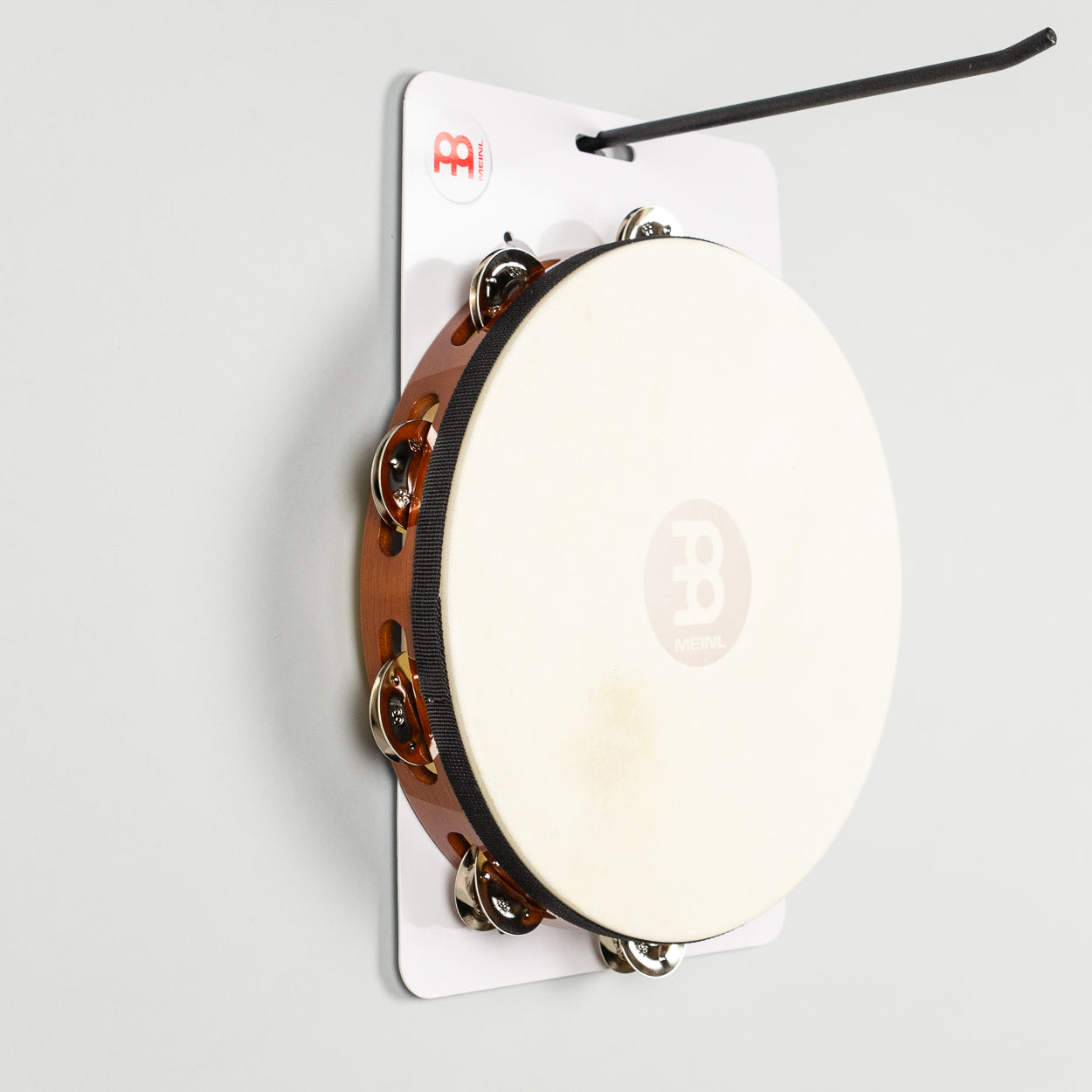 Meinl TAH1AB 10" Headed Wood Tambourine, Single Row Nickel Plated Steel Jingles