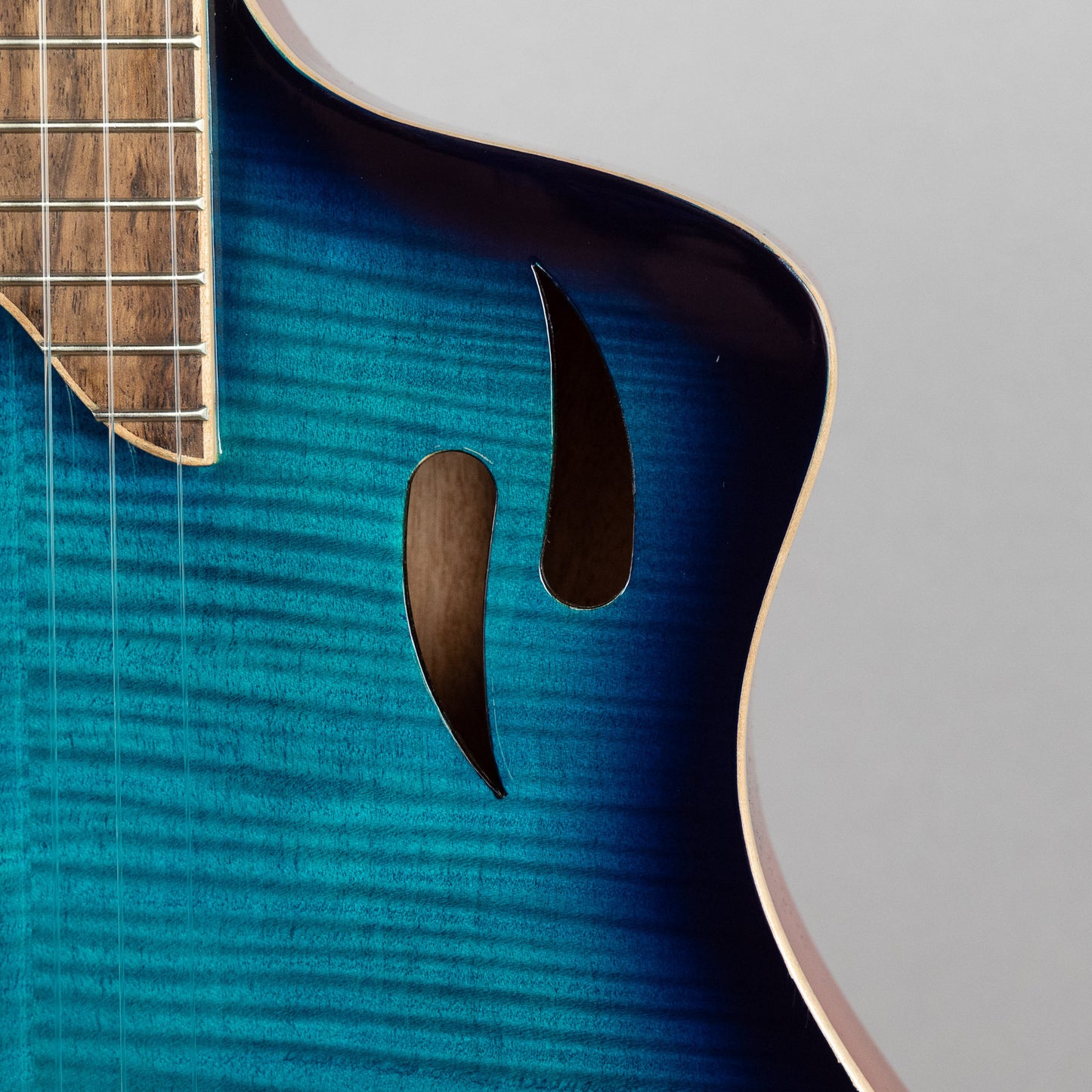 Ortega TourPlayer Deluxe Nylon String Guitar, Flamed Maple Blue Top