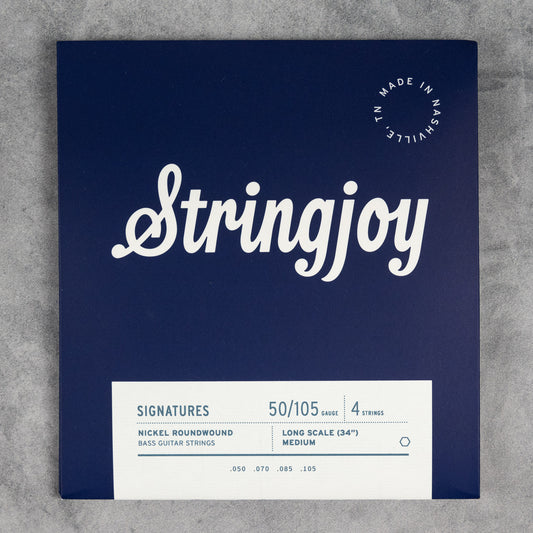 Stringjoy Signatures Medium Gauge (50-105) 4 String Extra Long Scale Nickel Wound Bass Guitar Strings