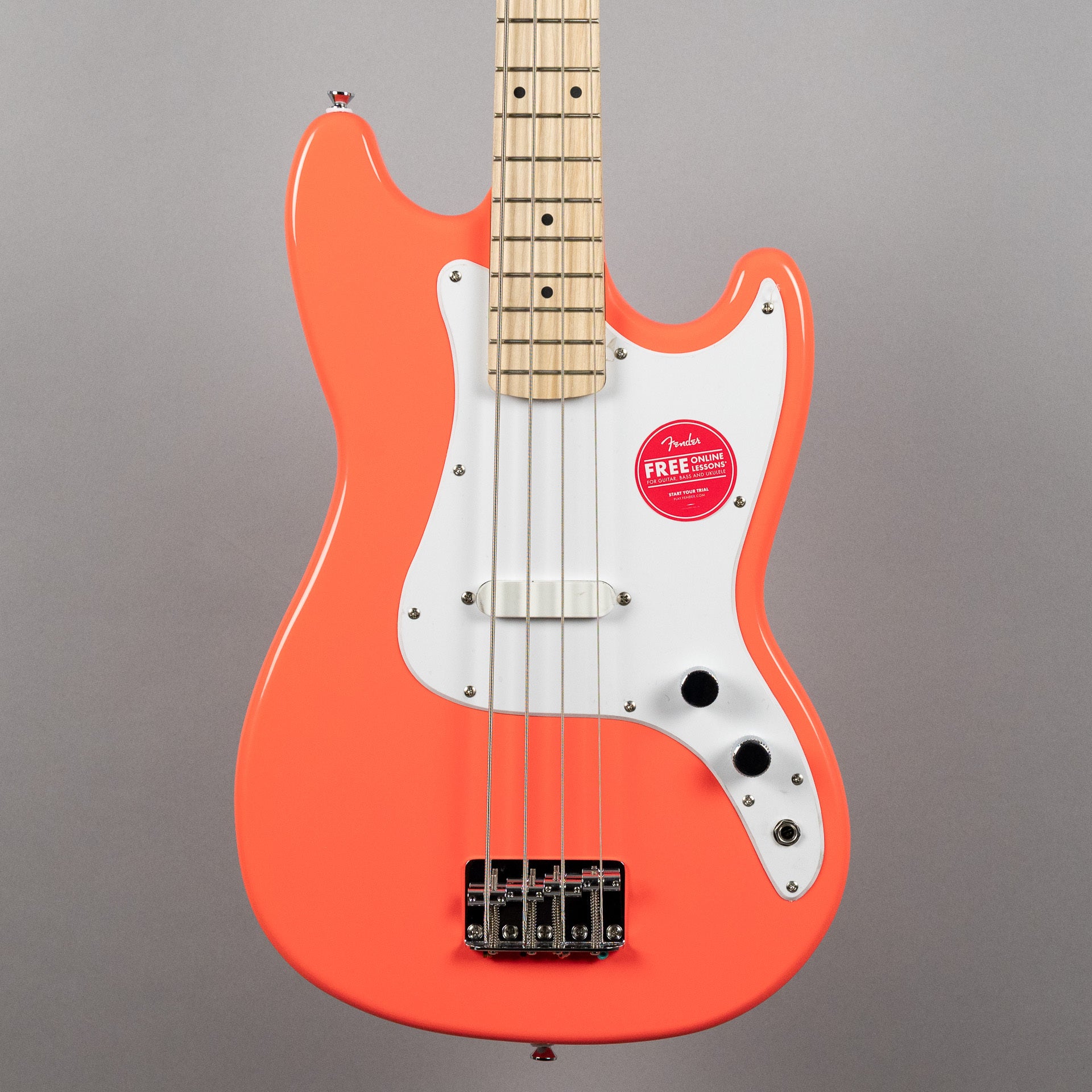 Squier Sonic Bronco Bass, Tahitian Coral – Carlton Music Center