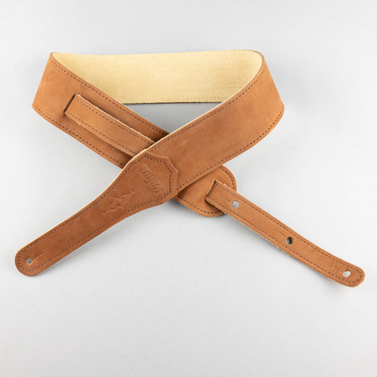 Taylor Gemstone 2.5" Sanded Leather Guitar Strap, Medium Brown