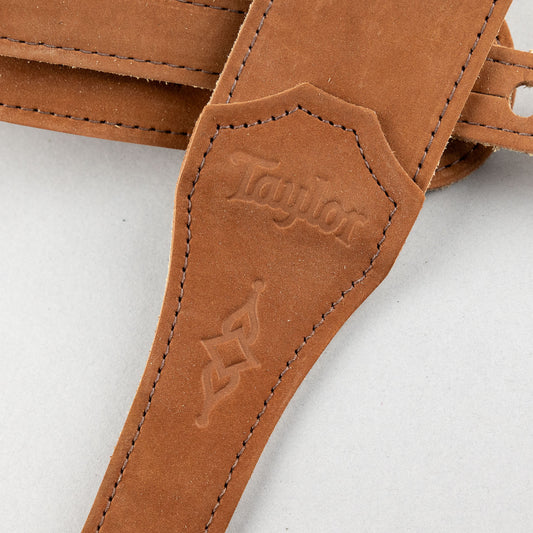 Taylor Gemstone 2.5" Sanded Leather Guitar Strap, Medium Brown