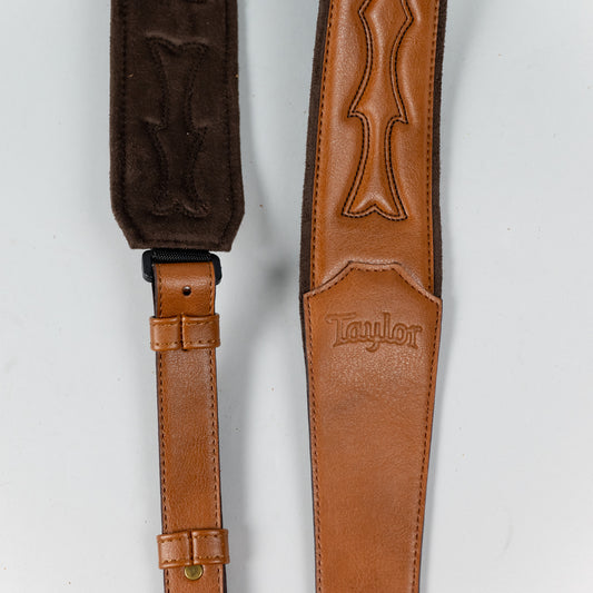 Taylor Vegan Leather Strap, Tan w/Stitching, 2.75", Embossed Logo