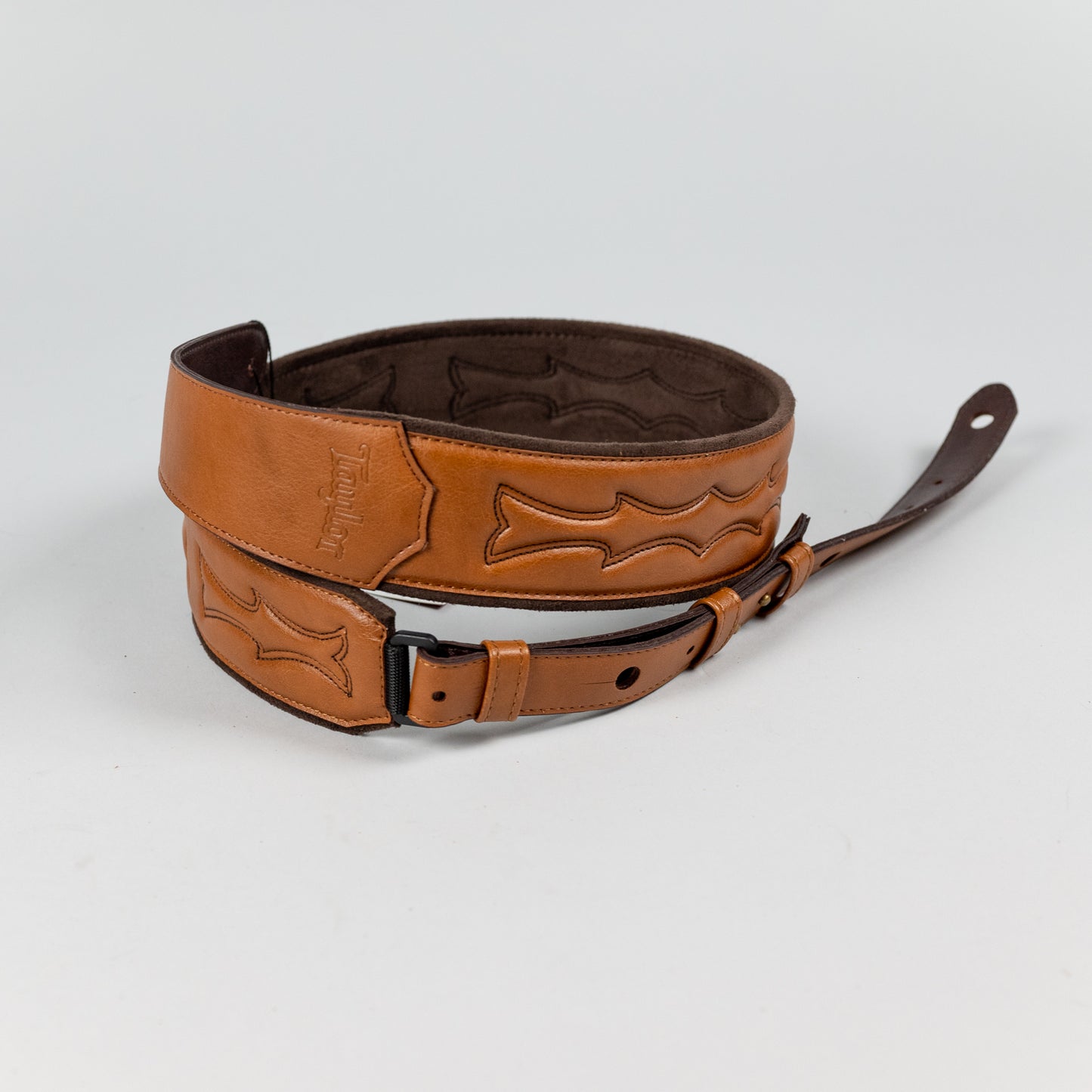 Taylor Vegan Leather Strap, Tan w/Stitching, 2.75", Embossed Logo