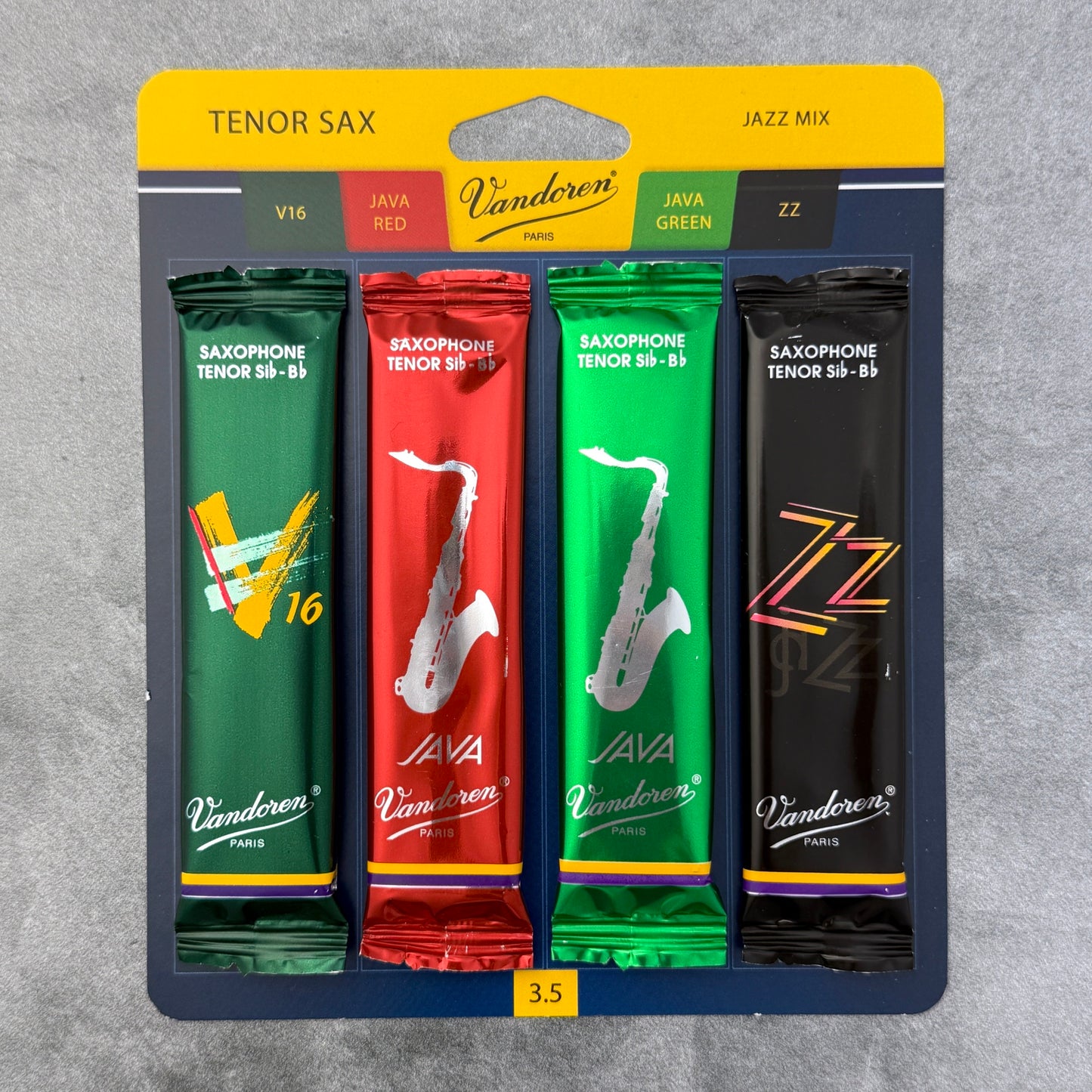 Vandoren 4 Card Jazz Reed Tenor Sax Mix, Strength 3.5