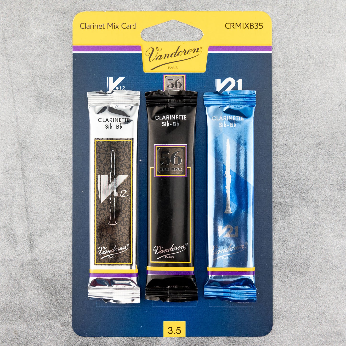 Vandoren Bb Clarinet Mix Card Reed Variety 3-Pack, Strength 3.5