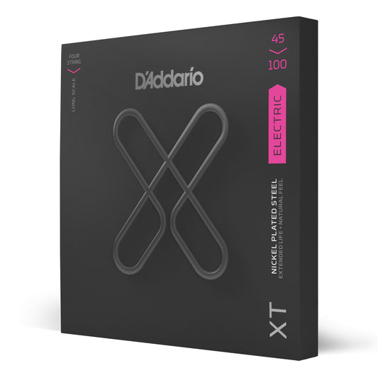 D'Addario XTB45100 XT Bass Nickel Plated Steel, Regular Light, Long Scale, 45-100
