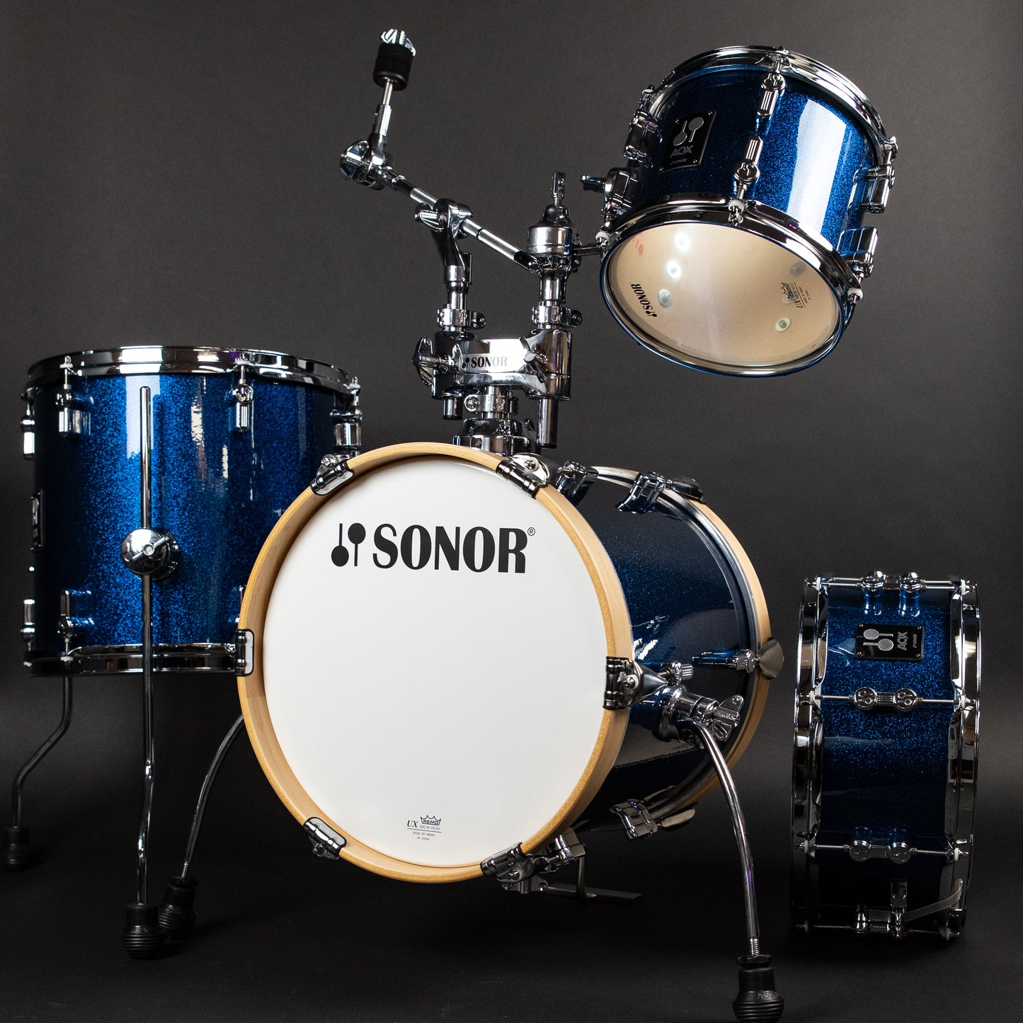 Sonor AQX Micro 4-Piece Shell Set in Blue Ocean Sparkle