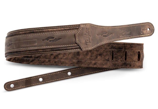 Taylor 800 Series Element Distressed Leather 2.5" Guitar Strap, Dark Brown