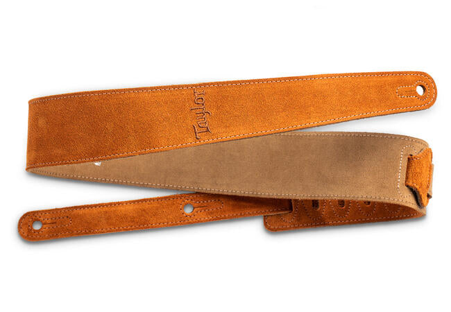 Taylor 2.5" Embroidered Suede Guitar Strap, Honey Gold