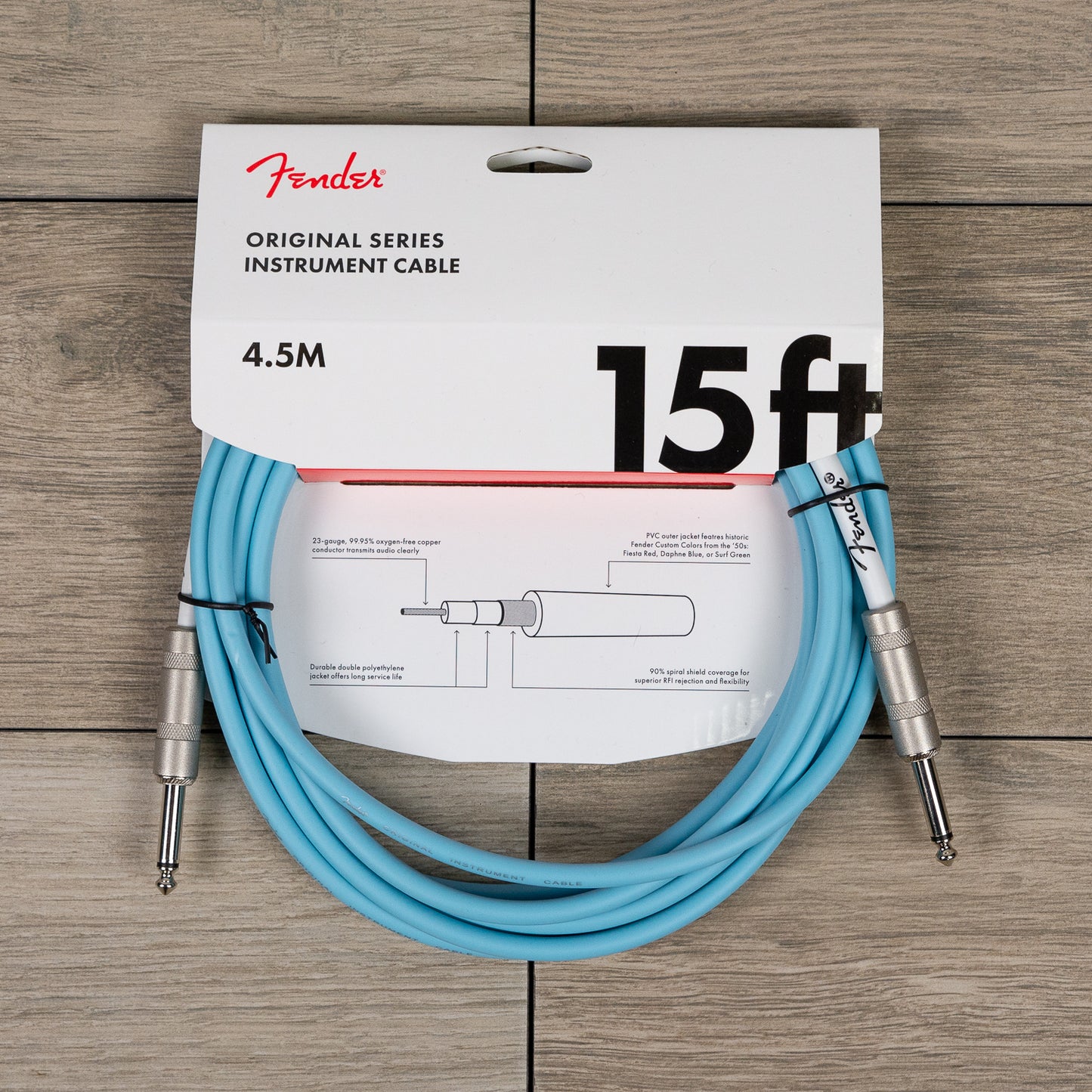 Fender 15' Original Series Instrument Cable in Daphne Blue