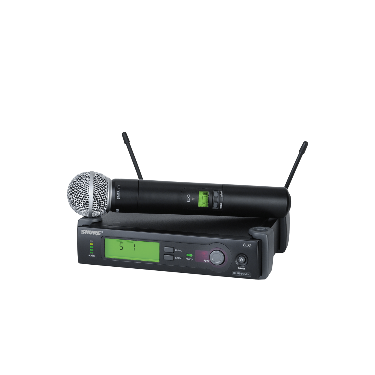 Shure SLX24/SM58 System with SLX2/SM58 Handheld Transmitter, G5 494MHz-518MHz