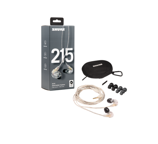 Shure SE215 Sound Isolating Earphones, Clear