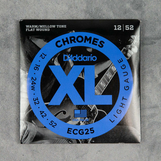 D'Addario ECG25 Chromes Flat Wound Electric Guitar Strings, 12-52, Light Set