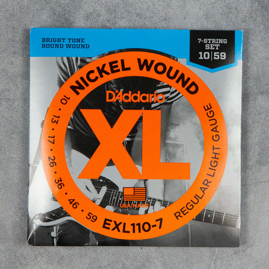 D'Addario EXL110-7 Nickel Wound Electric Guitar Strings, 10-59, Regular Light 7-String
